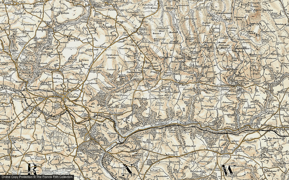 Old Map of Old Cardinham Castle, 1900 in 1900