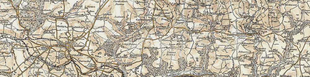 Old map of Old Cardinham Castle in 1900