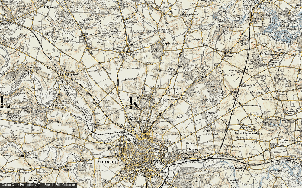 Old Map of Old Catton, 1901-1902 in 1901-1902