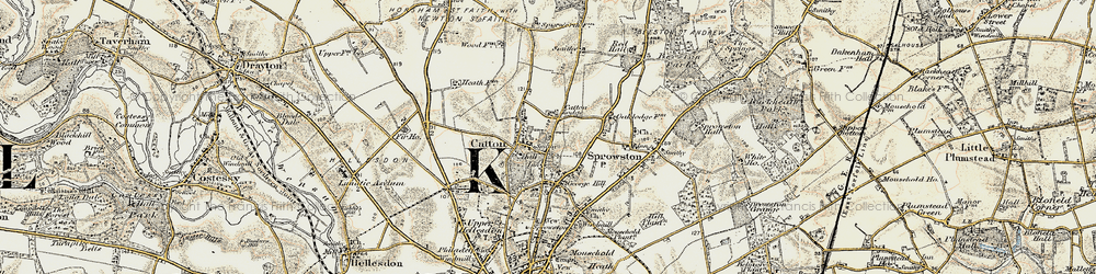 Old map of Old Catton in 1901-1902