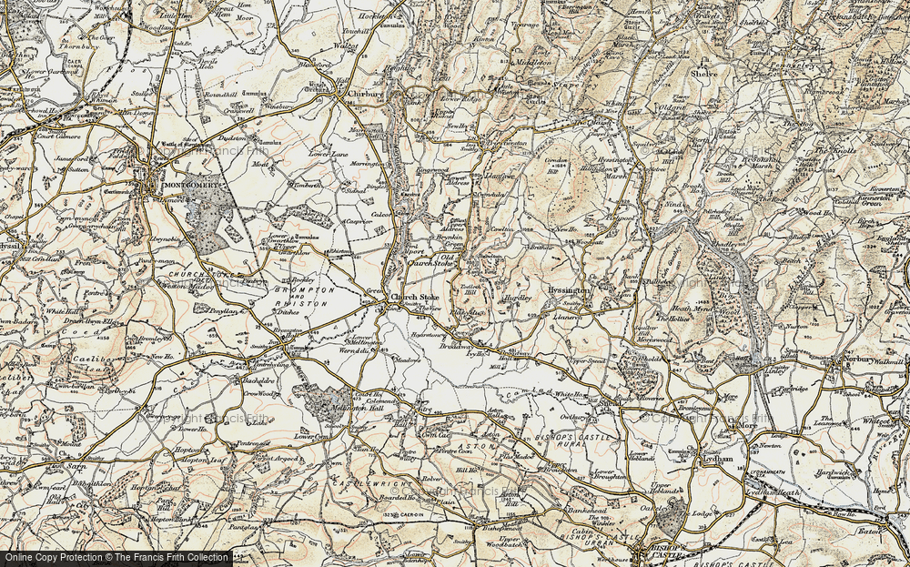 Old Map of Old Church Stoke, 1902-1903 in 1902-1903