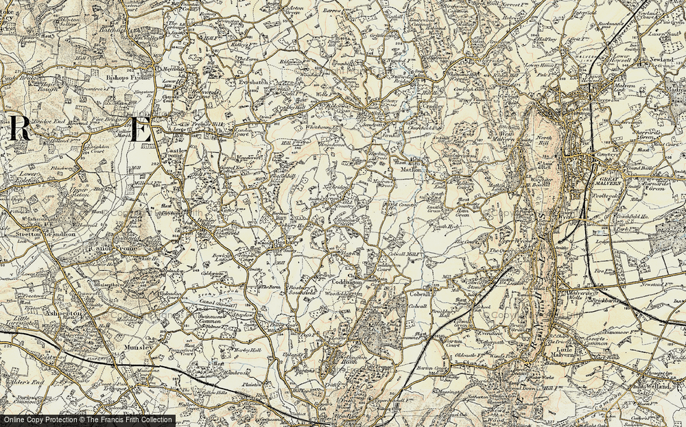 Old Map of Historic Map covering Bosbury Ho in 1899-1901