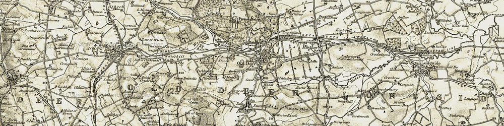 Old map of Old Deer in 1909-1910