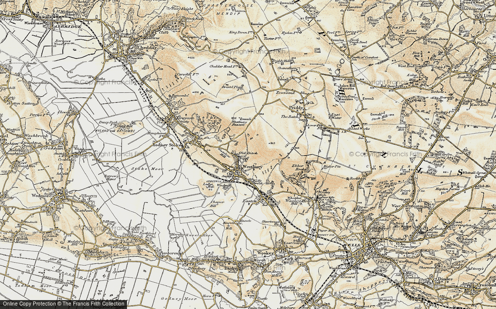 Old Map of Historic Map covering Westbury Beacon in 1899