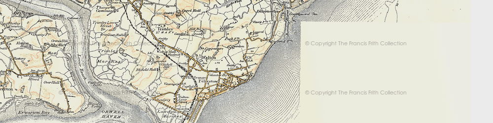 Old map of Old Felixstowe in 1898-1901
