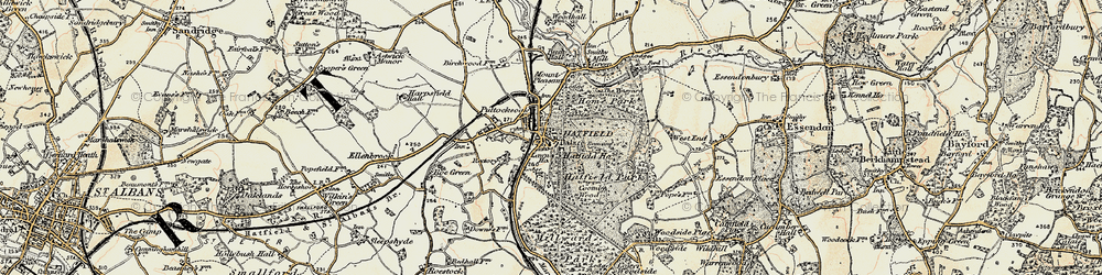 Old map of Old Hatfield in 1898