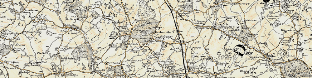 Old map of Old Knebworth in 1898-1899