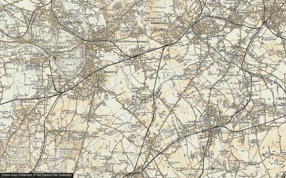 Old Map of Old Malden, 1897-1909 in 1897-1909