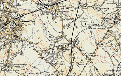 Old map of Old Malden in 1897-1909