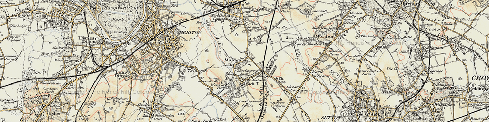 Old map of Old Malden in 1897-1909
