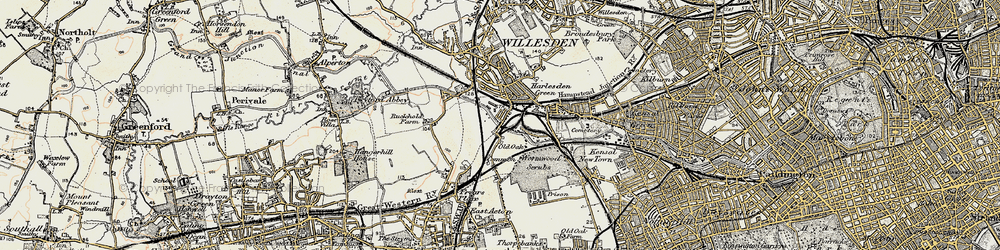 Old map of Old Oak Common in 1897-1909