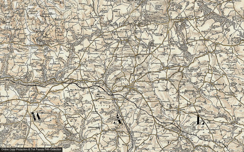 Old Map of Historic Map covering Woodhill Manor in 1900