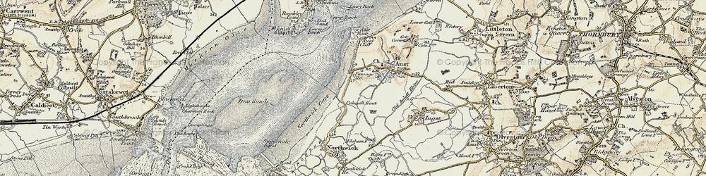 Old map of Aust Cliff in 1899