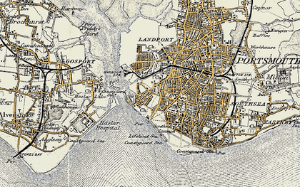 Old map of Old Portsmouth in 1897-1899