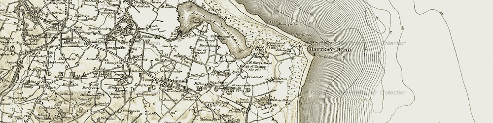 Old map of Old Rattray in 1909-1910