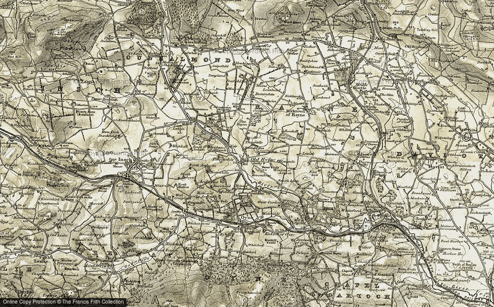 Old Map of Old Rayne, 1908-1910 in 1908-1910