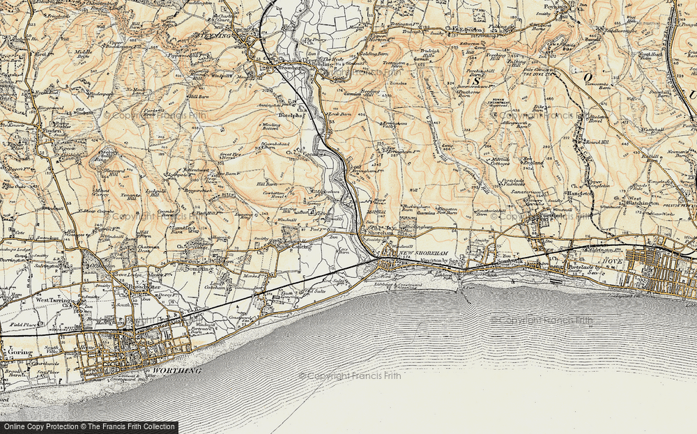 Old Map of Old Shoreham, 1898 in 1898
