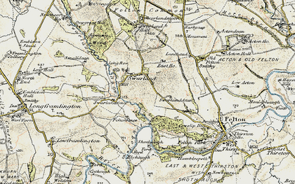 Old map of Old Swarland in 1901-1903