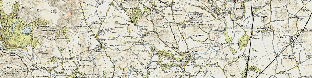 Old map of Old Swarland in 1901-1903