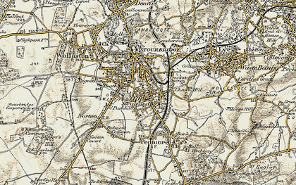 Old map of Old Swinford in 1901-1902
