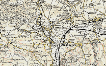 Old map of Old Whittington in 1902-1903
