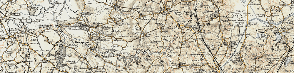 Old map of Wych Brook in 1902