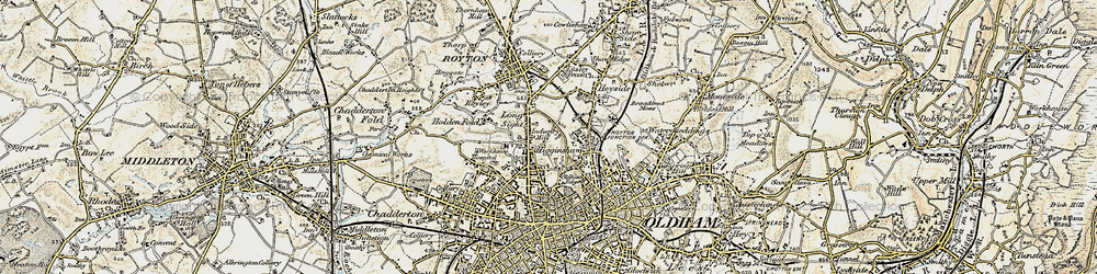 Old map of Oldham Edge in 1903