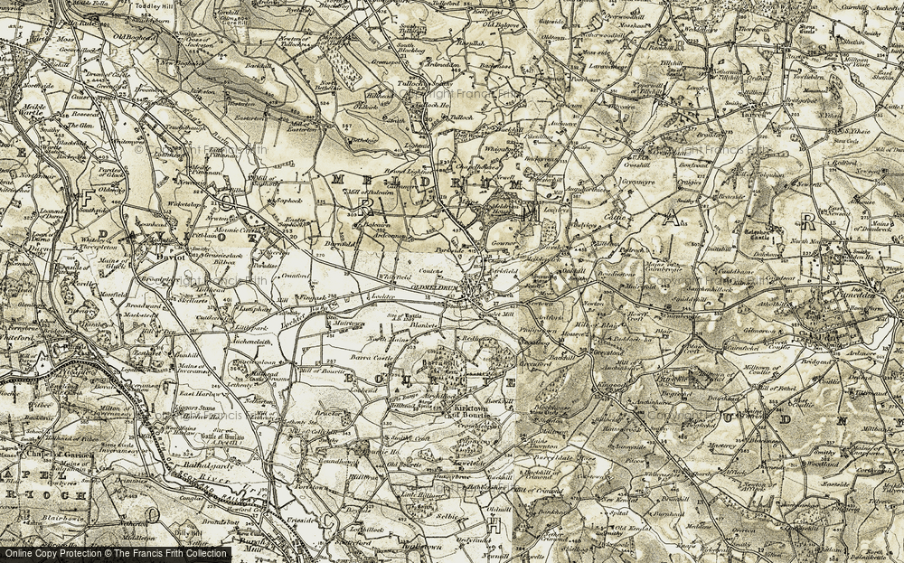 Old Map of Historic Map covering Airyhillock in 1909-1910