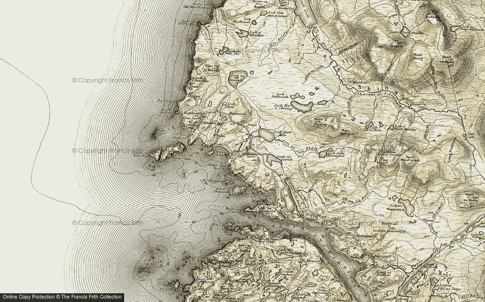 Old Map of Historic Map covering Beinn a' Chraisg in 1910