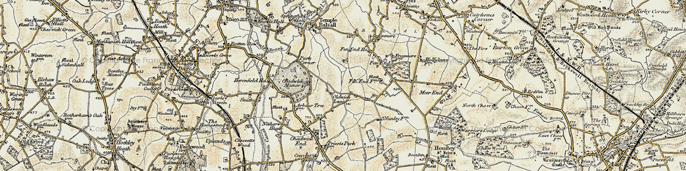 Old map of Oldwich Lane in 1901-1902