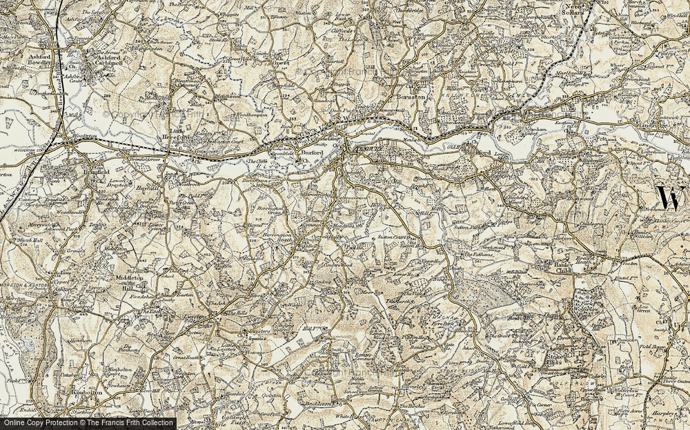 Old Map of Historic Map covering Oldwood Common in 1901-1902