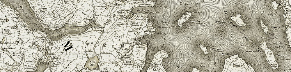 Old map of Bay of Ollaberry in 1912