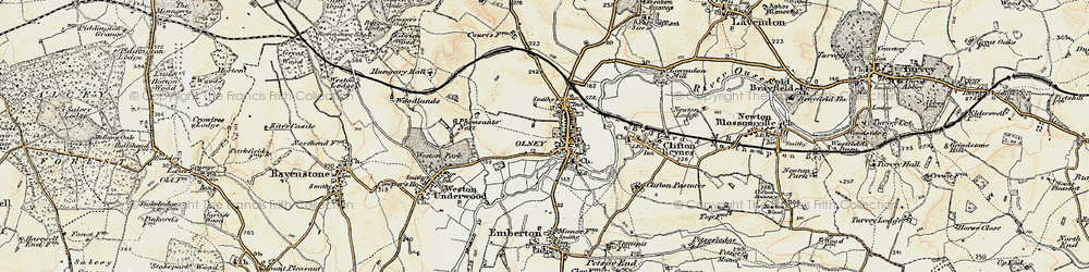 Old map of Olney in 1898-1901