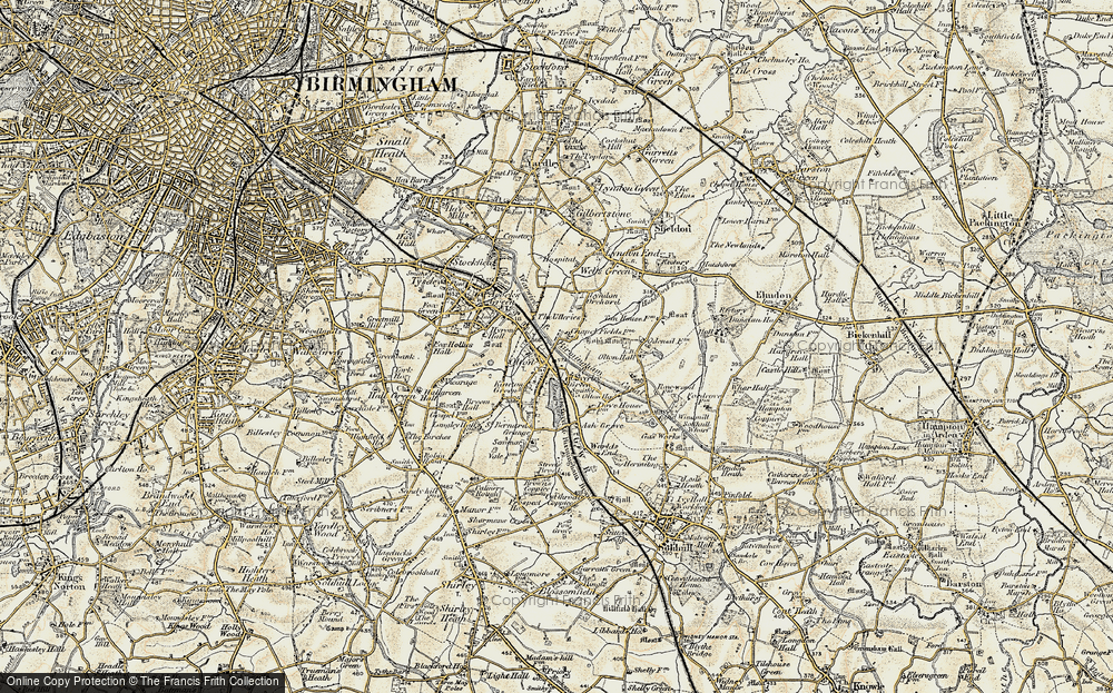 OLD ORDNANCE SURVEY MAP BIRMINGHAM 1910 HALESOWEN SOLIHULL OLTON DARLASTON 