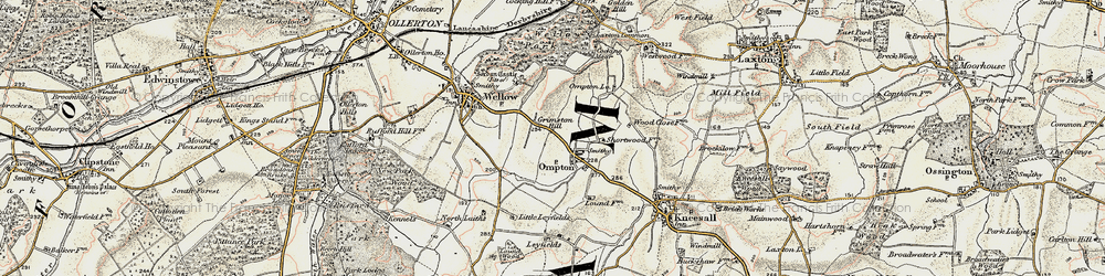 Old map of Ompton in 1902-1903