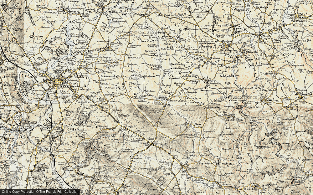 Old Map of Historic Map covering Butterton Moor End in 1902-1903