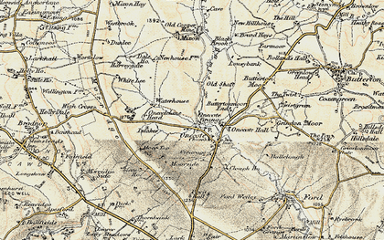 Old map of Onecote in 1902-1903