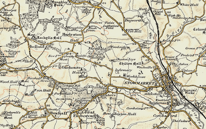 Old map of Onehouse in 1899-1901