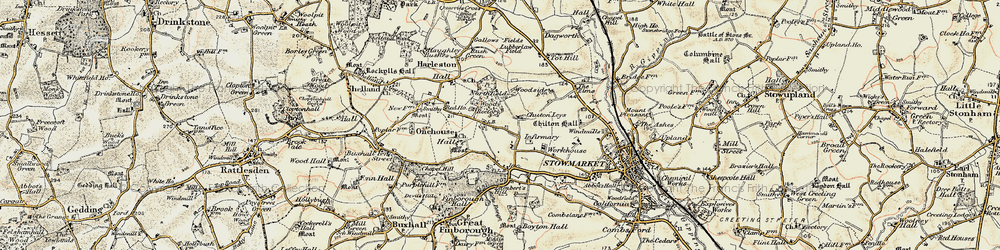 Old map of Onehouse in 1899-1901