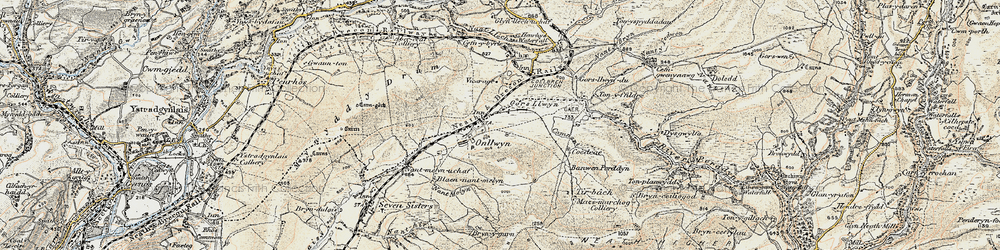 Old map of Onllwyn in 1900-1901