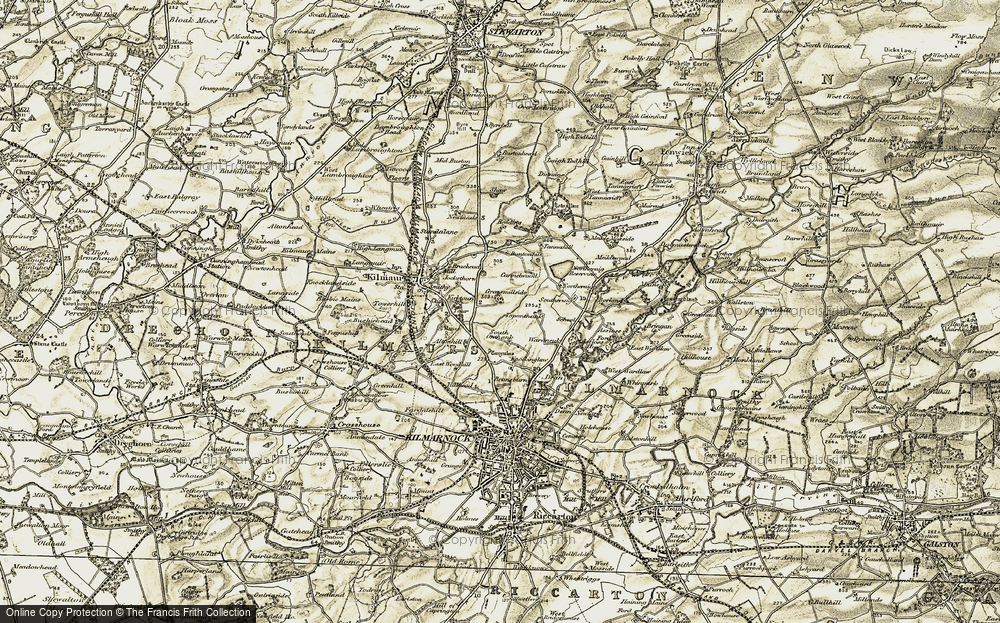 Old Map of Historic Map covering Buntonhill in 1905-1906
