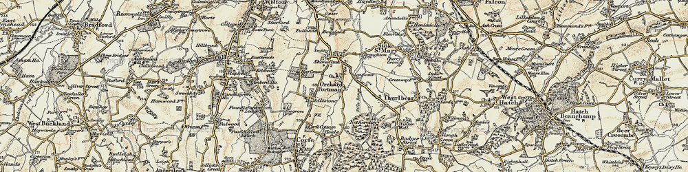 Old map of Orchard Portman in 1898-1900