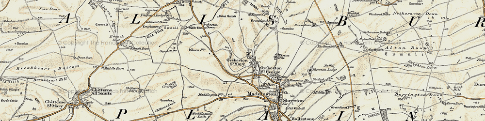Old map of Orcheston in 1897-1899