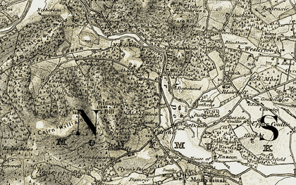 Old map of Blairdaff in 1908-1910