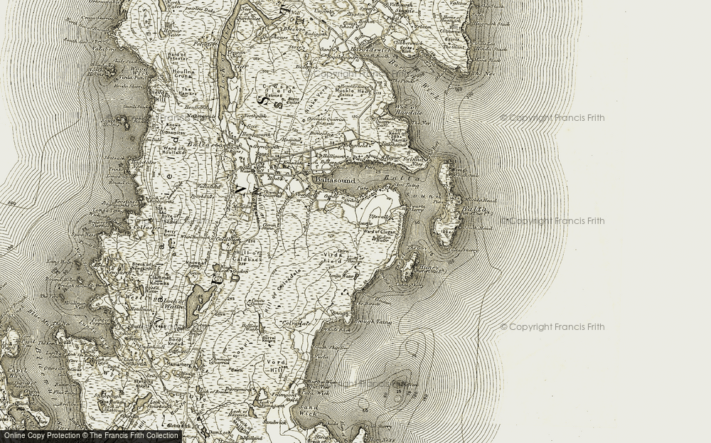Old Map of Historic Map covering Brough Taing in 1912