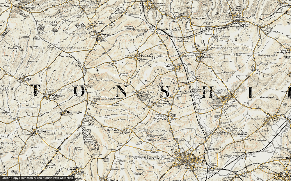 Old Map of Historic Map covering Big Covert in 1901