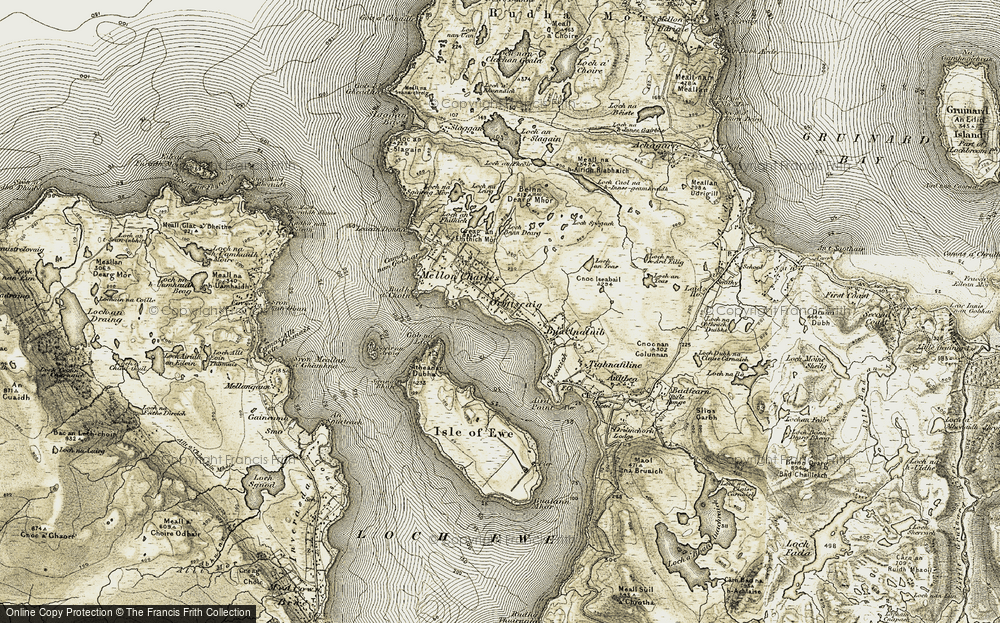 Old Map of Historic Map covering Bualnaluib in 1908-1910