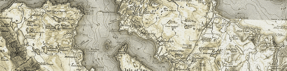 Old map of Bualnaluib in 1908-1910