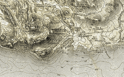 Old map of Beinn nan Codhan in 1906-1908
