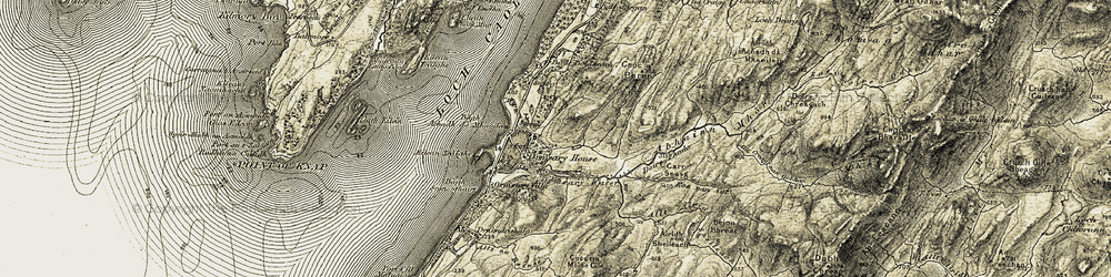 Old map of Allt na Bainse in 1905-1907